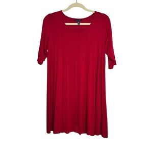 Eileen Fisher Women S Tunic Top Red Tarch Viscose Jersey Stretch Scoopneck